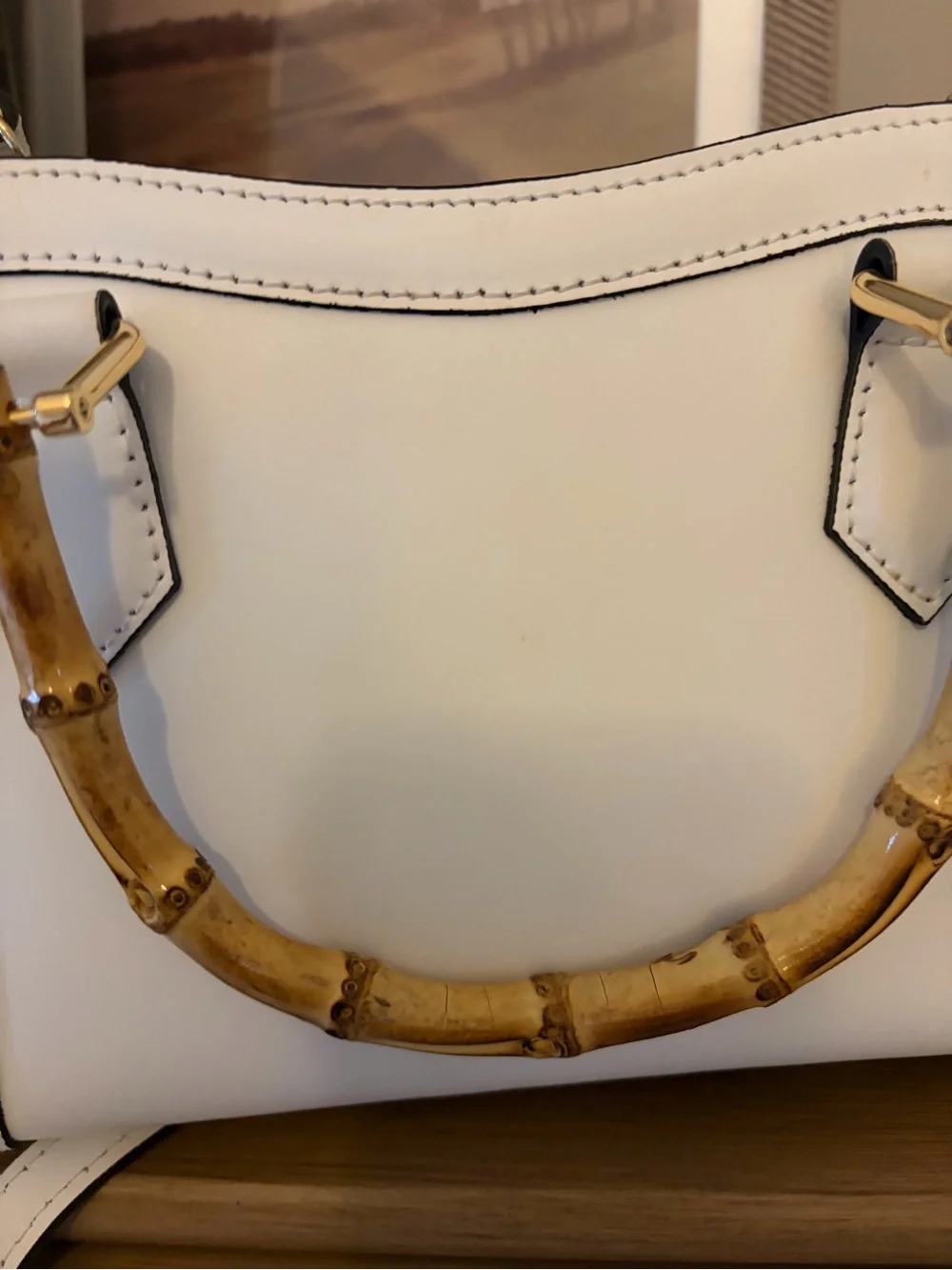 Custom Made Italy White Leather Diana Small Tote Crossbody Bamboo Handle Gucci - Picture 5 of 10